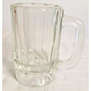 Vintage Clear Glass Beer Stein Mug Tankard Paneled Sides Barware 5" Tall